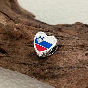 Pandora Slovenia Flag I Love Slovenia Exclusive Heart Charm S925 ALE Bead Charm